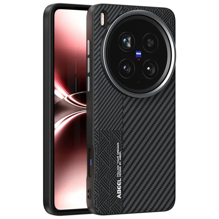 Чехол ABEEL для vivo X200 Ultra 5G из поликарбоната + TPU + алюминиевого сплава + искусственной кожи, совместимый с MagSafe - Текстура 1