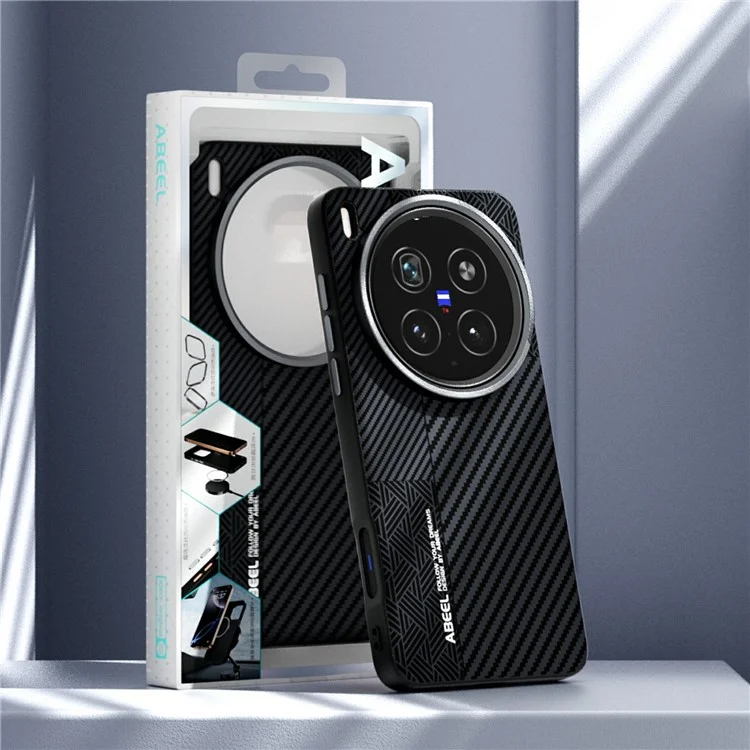Чехол ABEEL для vivo X200 Ultra 5G из поликарбоната + TPU + алюминиевого сплава + искусственной кожи, совместимый с MagSafe - Текстура 1
