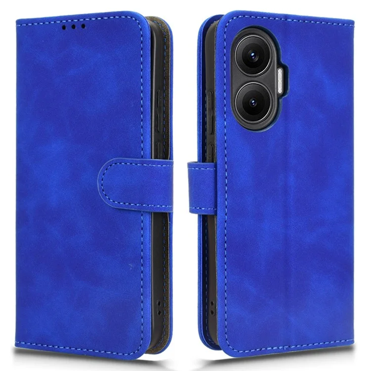 For Xiaomi Redmi Turbo 4 Pro 5G  /  Poco F7 5G Leather Case Skin Feel Anti Drop Wallet Flip Phone Cover - Blue