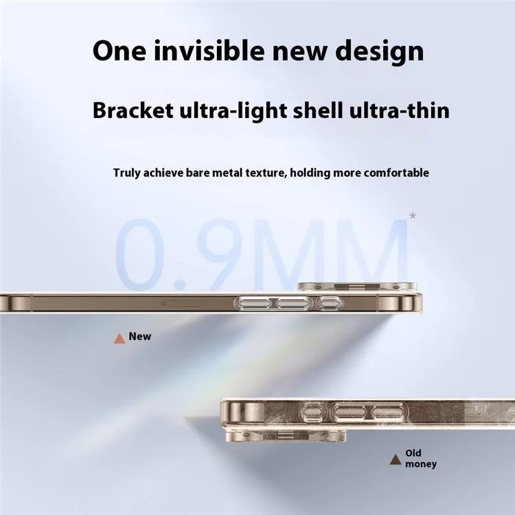 Funda para iPhone 16 Pro Compatible con MagSafe con Marco de Lente y Soporte Plegable - Transparente Dorado