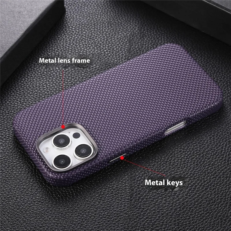 Für iPhone 16 Pro Magnetische Hülle Diamant-Textur Leder + PC Handyhülle - Lila
