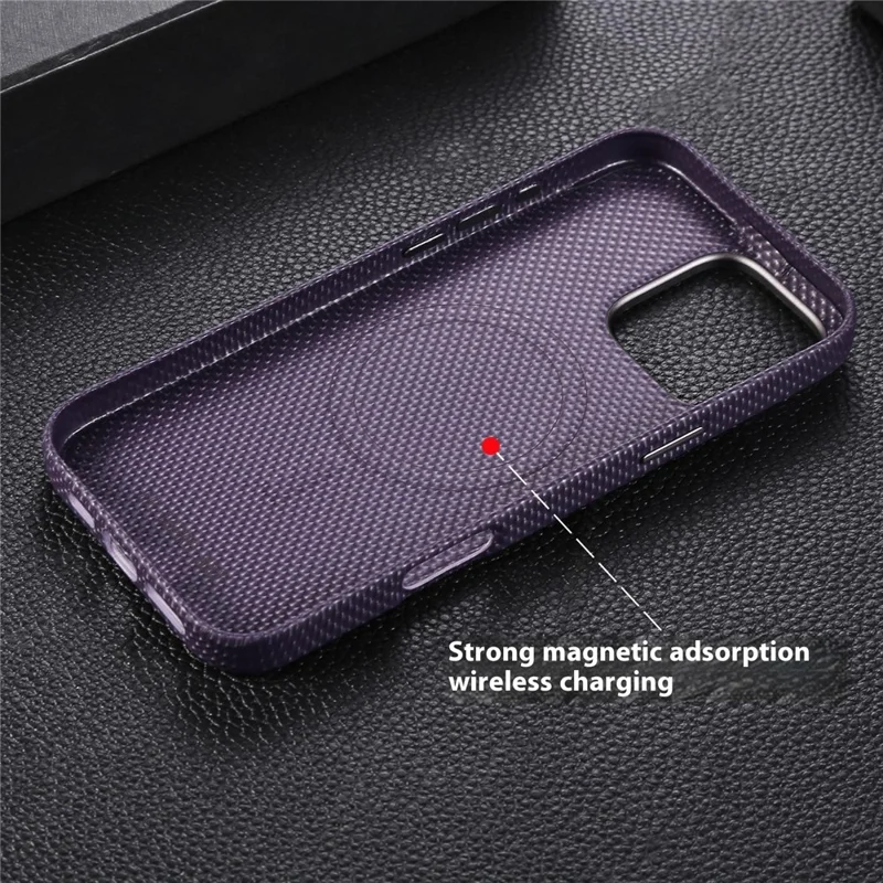 Für iPhone 16 Pro Magnetische Hülle Diamant-Textur Leder + PC Handyhülle - Lila
