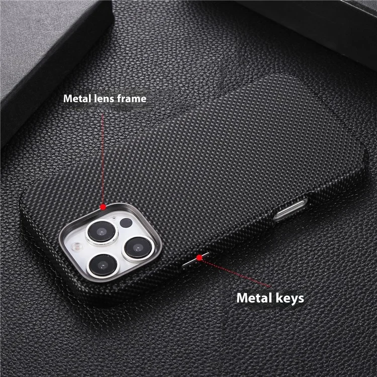 Für iPhone 16 Pro Max Magnetische Hülle Diamant-Textur Leder + PC Handyhülle - Schwarz