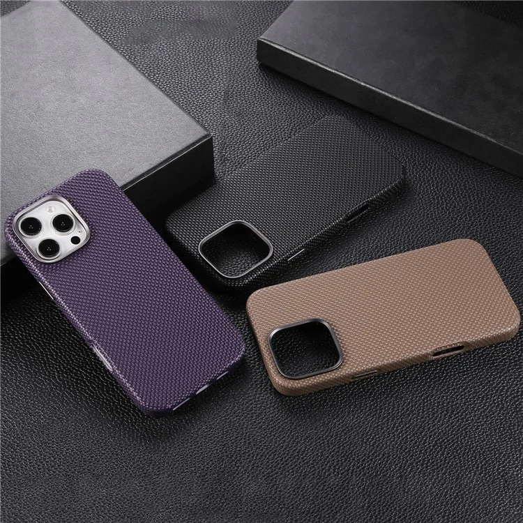 Für iPhone 16 Pro Max Magnetische Hülle Diamant-Textur Leder + PC Handyhülle - Schwarz