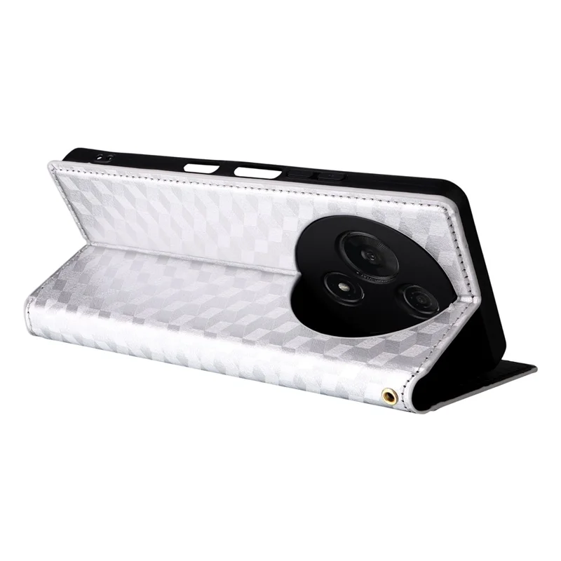 For TCL 60 NxtPaper 4G Case Wallet Rhombus Imprinted Leather Phone Cover - Silver