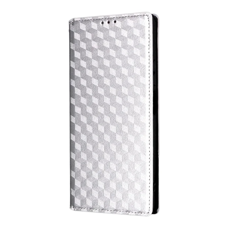 For TCL 60 NxtPaper 4G Case Wallet Rhombus Imprinted Leather Phone Cover - Silver