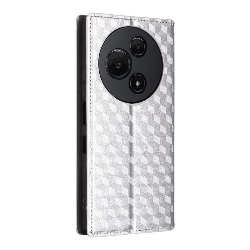 For TCL 60 NxtPaper 4G Case Wallet Rhombus Imprinted Leather Phone Cover - Silver