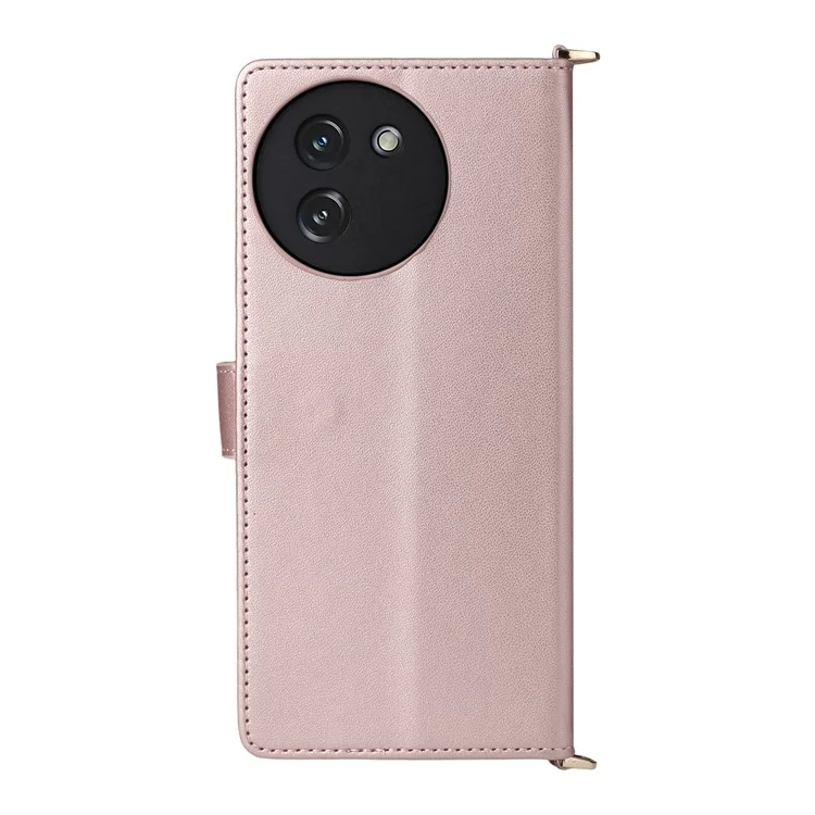 For Doogee Note 59 / Note 59 Pro Case with Shoulder / Wrist Strap Leather Phone Cover Stand Wallet - Pink