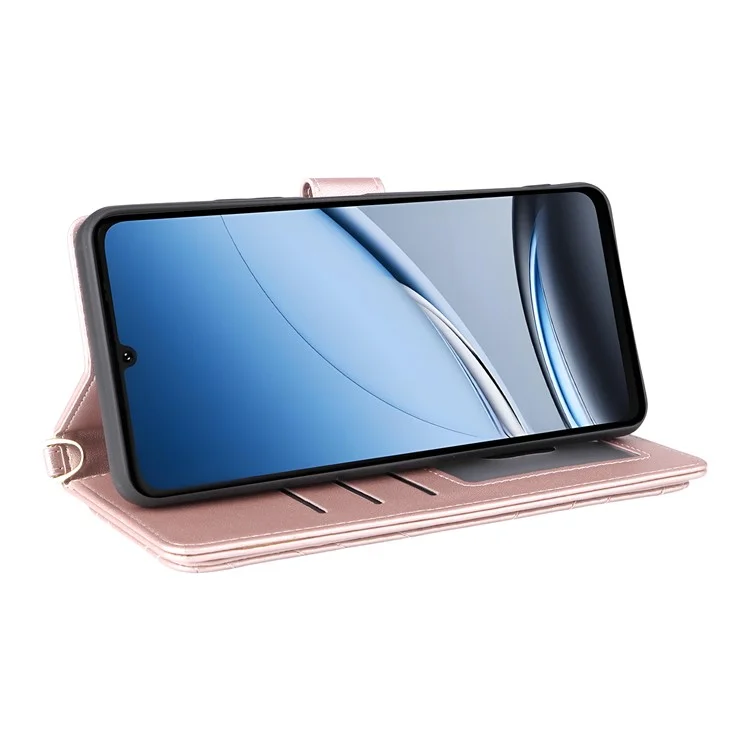 For Doogee Note 59 / Note 59 Pro Case with Shoulder / Wrist Strap Leather Phone Cover Stand Wallet - Pink