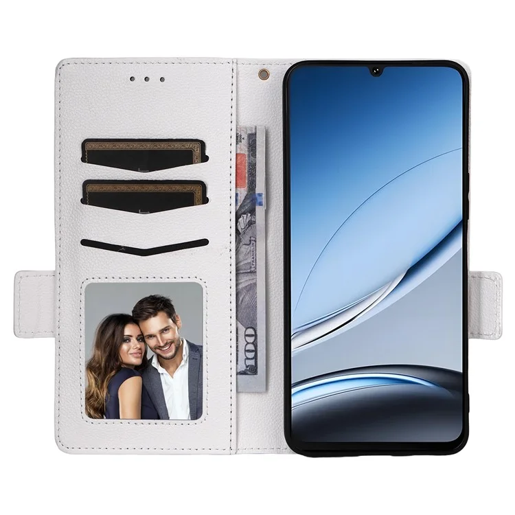 For Doogee Note 59 / Note 59 Pro Case with Wrist Strap Litchi Texture PU Leather Wallet Phone Cover - White