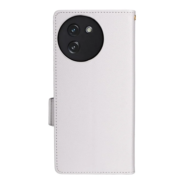 For Doogee Note 59 / Note 59 Pro Case with Wrist Strap Litchi Texture PU Leather Wallet Phone Cover - White