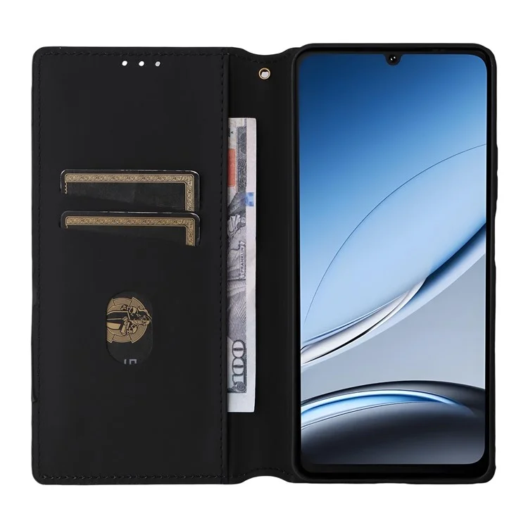 Cover a portafoglio con rombi stampati in pelle per Doogee Note 59 / Note 59 Pro - Rosso