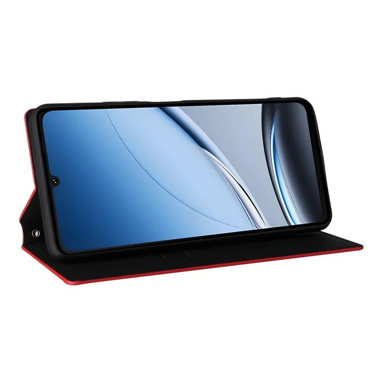 Cover a portafoglio con rombi stampati in pelle per Doogee Note 59 / Note 59 Pro - Rosso