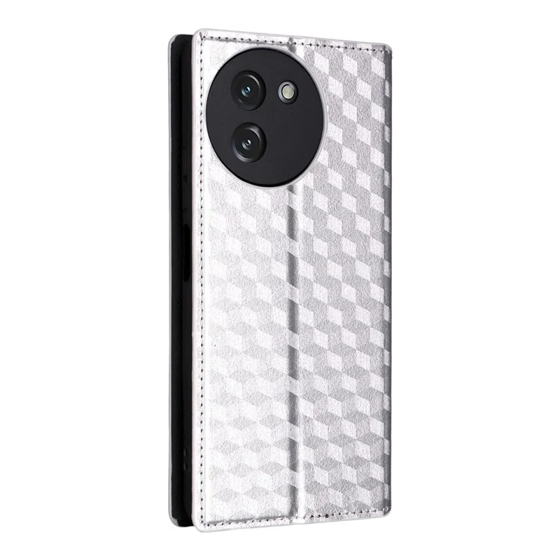 حافظة لهاتف Doogee Note 59 / Note 59 Pro، محفظة بتصميم جلد بنمط معين منقوش - فضي