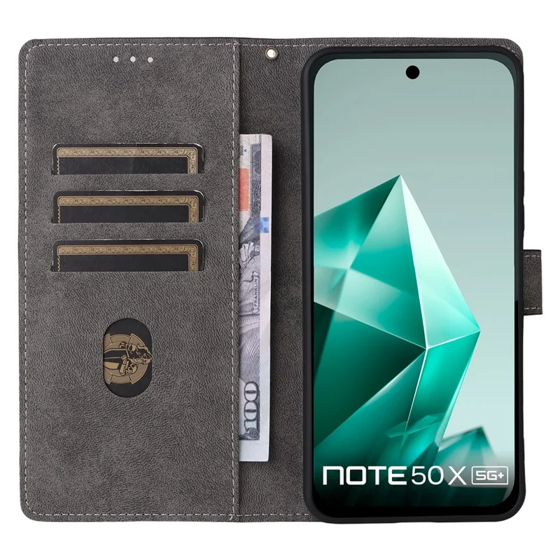For Infinix Note 50x 5G X6857B Case Wallet RFID Blocking PU Leather Phone Cover Stand with Strap - Green