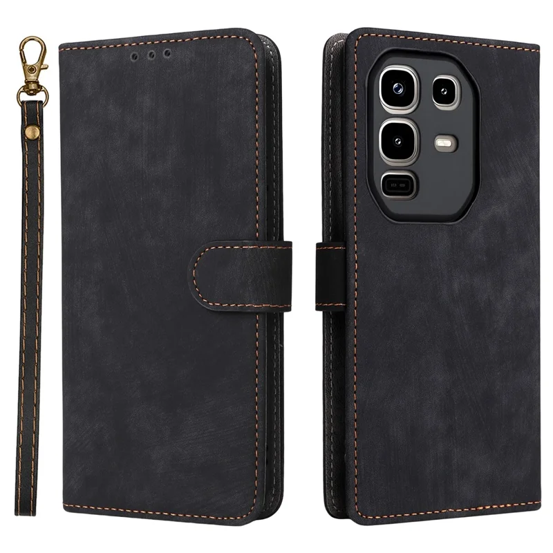 For Infinix Note 50 Pro+ 5G Case Wallet RFID Blocking PU Leather Phone Cover Stand with Strap - Black
