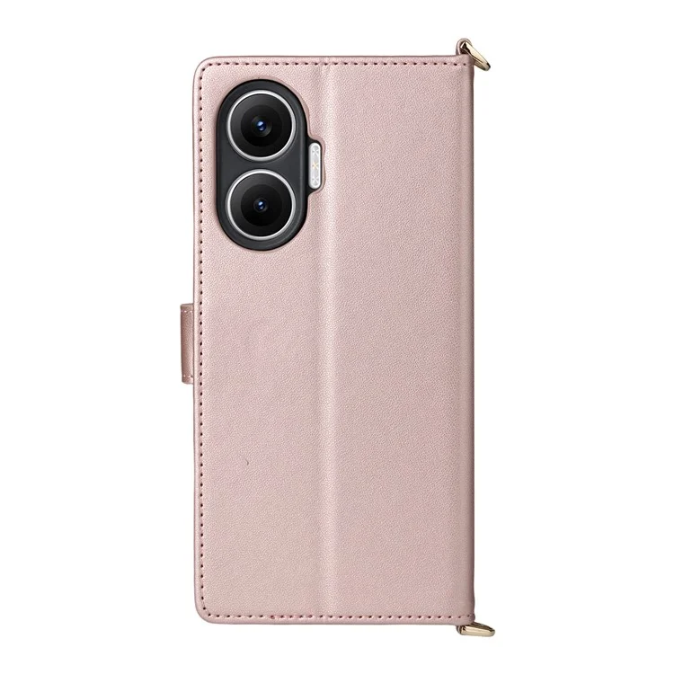 Funda para Xiaomi Redmi Turbo 4 Pro 5G con Correa para Hombro / Muñeca, Cubierta de Cuero con Soporte y Cartera - Rosa