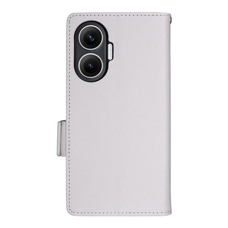Funda para Xiaomi Redmi Turbo 4 Pro 5G con Correa de Muñeca, Textura de Cuero Tipo Lichi, Cartera - Blanco