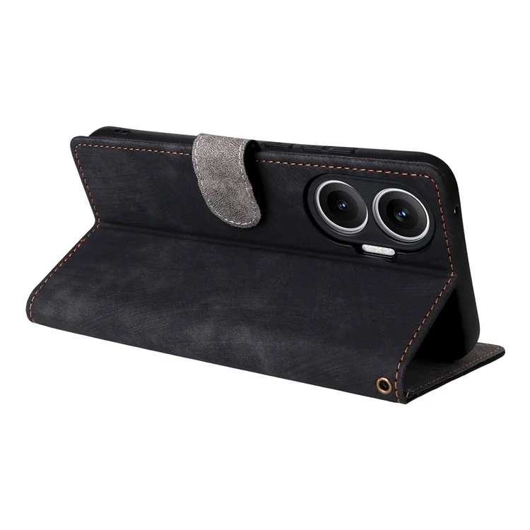 Funda tipo cartera para Xiaomi Redmi Turbo 4 Pro 5G con bloqueo RFID, cuero PU, soporte y correa - Negro