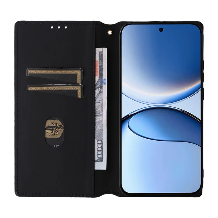 Funda tipo cartera para Xiaomi Redmi Turbo 4 Pro 5G con diseño de rombos en cuero - Rojo