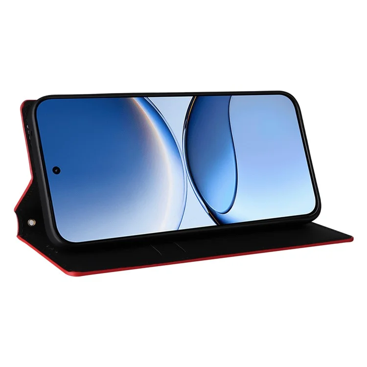 Funda tipo cartera para Xiaomi Redmi Turbo 4 Pro 5G con diseño de rombos en cuero - Rojo