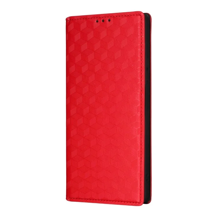 Funda tipo cartera para Xiaomi Redmi Turbo 4 Pro 5G con diseño de rombos en cuero - Rojo