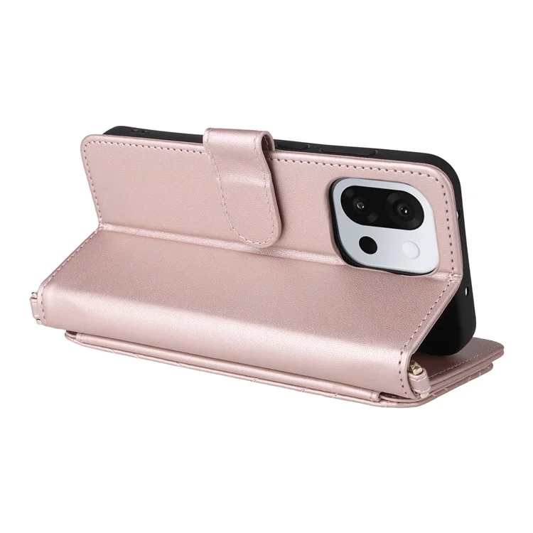 For OnePlus 13T 5G Case with Shoulder / Wrist Strap Leather Phone Cover Stand Wallet - Pink