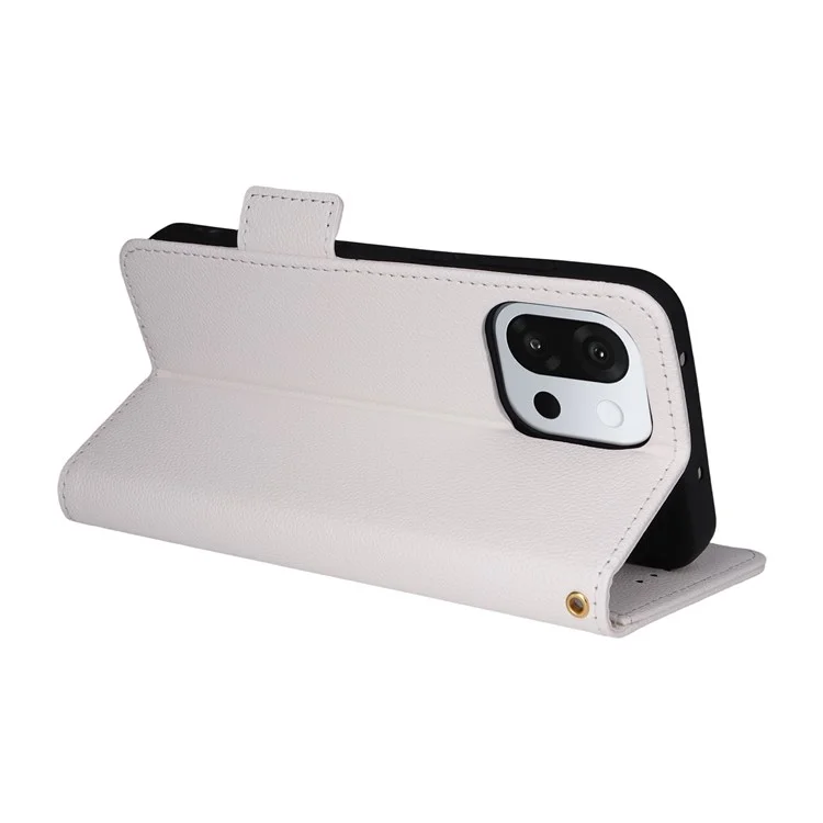 For OnePlus 13T 5G Case with Wrist Strap Litchi Texture PU Leather Wallet Phone Cover - White
