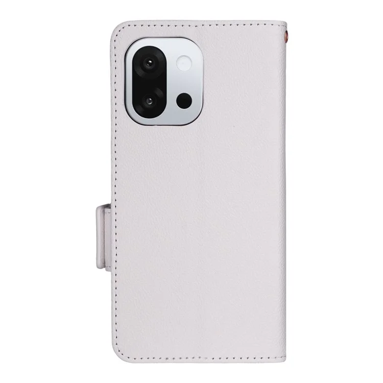 For OnePlus 13T 5G Case with Wrist Strap Litchi Texture PU Leather Wallet Phone Cover - White