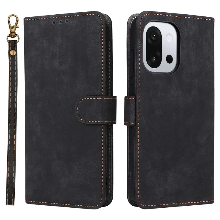 For OnePlus 13T 5G Case Wallet RFID Blocking PU Leather Phone Cover Stand with Strap - Black