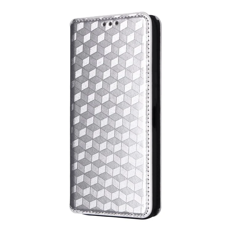 For OnePlus 13T 5G Case Wallet Rhombus Imprinted Leather Phone Cover - Silver