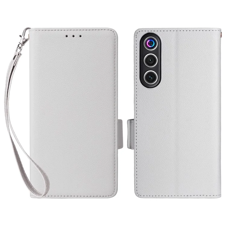 For ZTE nubia Redmagic 10 Air 5G Case with Wrist Strap Litchi Texture PU Leather Wallet Phone Cover - White