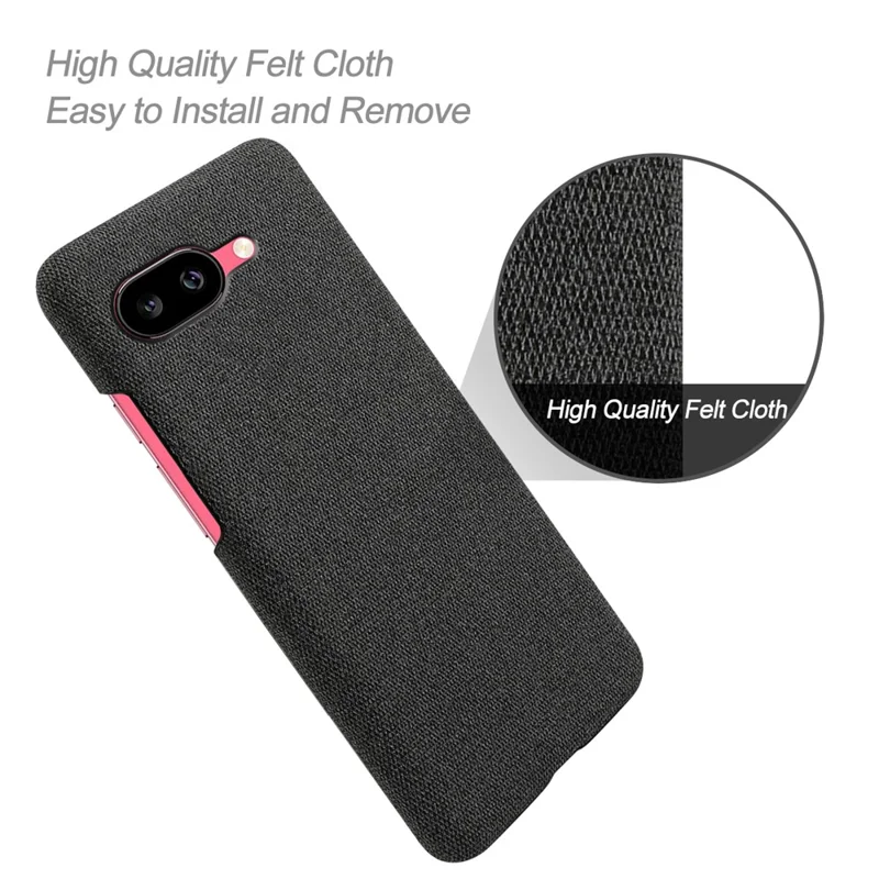 For Google Pixel 9a Phone Case Cloth Texture Anti-Scratch Protective PC Back Cover - Black