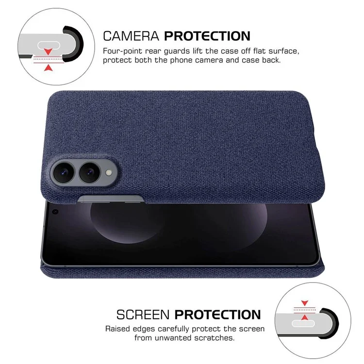 For Samsung Galaxy S25 Edge Phone Case Cloth Texture Anti-Scratch Protective PC Back Cover - Blue
