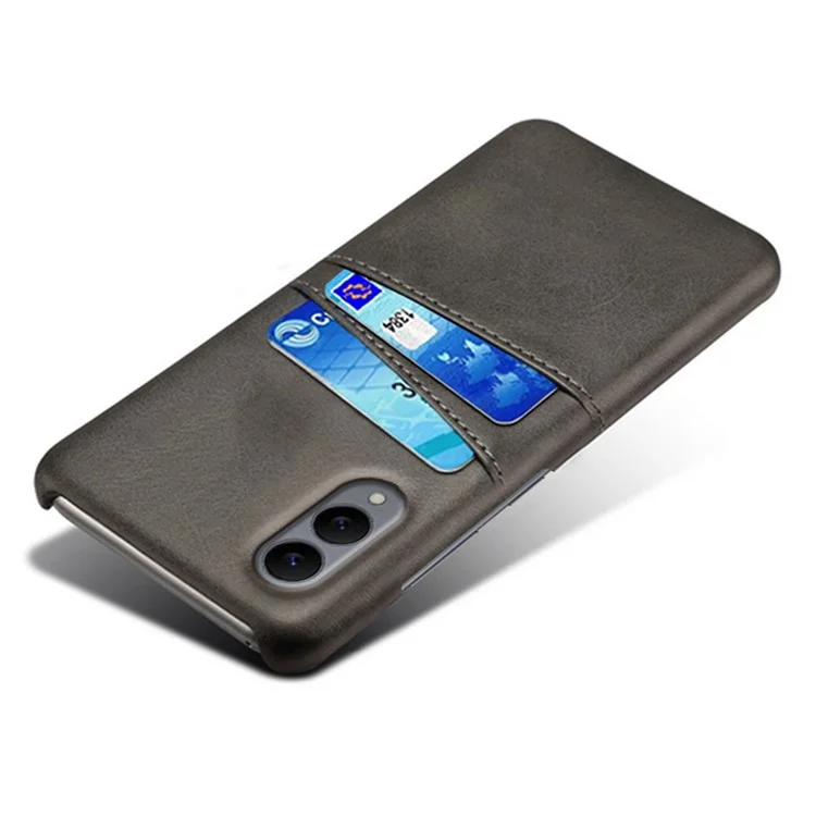 For Samsung Galaxy S25 Edge Case Dual Card Slots PU Leather + Hard PC Phone Cover - Black