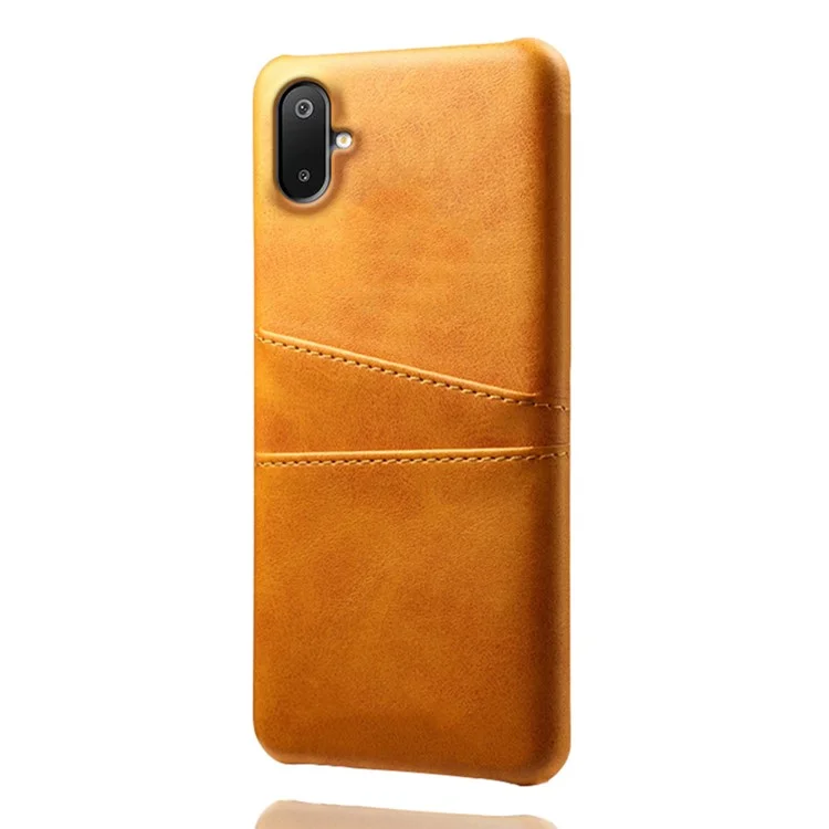 Capa para Samsung Galaxy A06 5G / M06 5G, slots para dois cartões, couro PU + PC rígido - Laranja