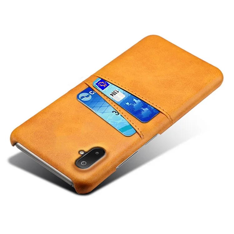 Capa para Samsung Galaxy A06 5G / M06 5G, slots para dois cartões, couro PU + PC rígido - Laranja