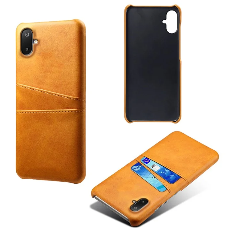 Capa para Samsung Galaxy A06 5G / M06 5G, slots para dois cartões, couro PU + PC rígido - Laranja