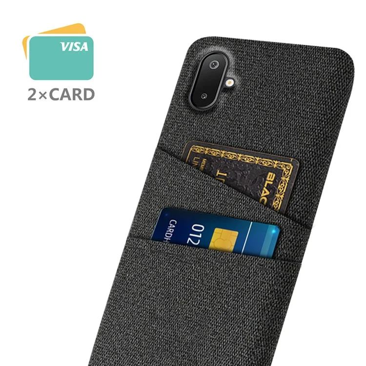 Capa para Samsung Galaxy A06 5G / M06 5G com Tecido + PC Rígido, Compartimentos para Dois Cartões - Preto