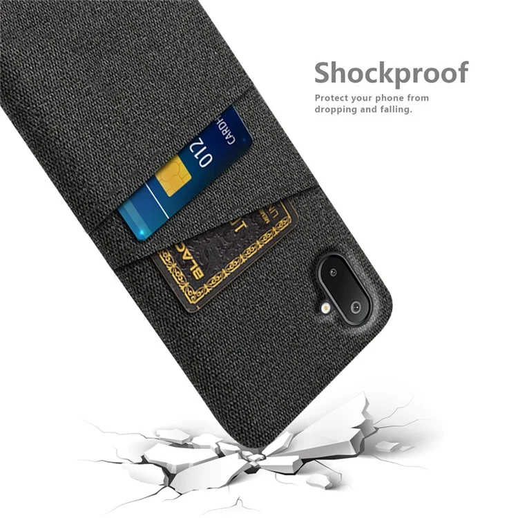 Capa para Samsung Galaxy A06 5G / M06 5G com Tecido + PC Rígido, Compartimentos para Dois Cartões - Preto