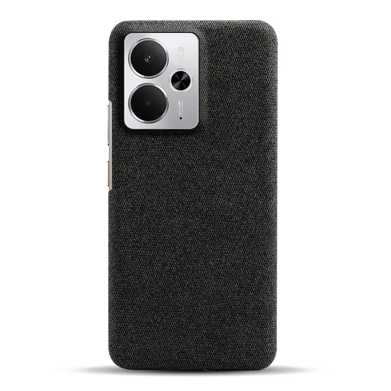 For Realme 14 5G Phone Case Cloth Texture Anti-Scratch Protective PC Back Cover - Black