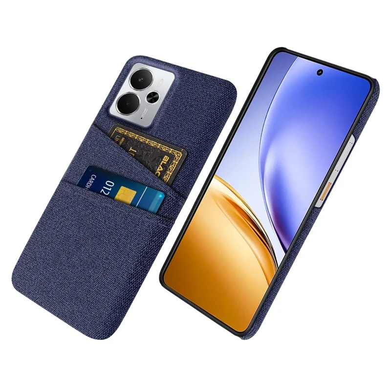 For Realme 14 5G Case Cloth + Hard PC Phone Cover with Dual Card Slots - Blue