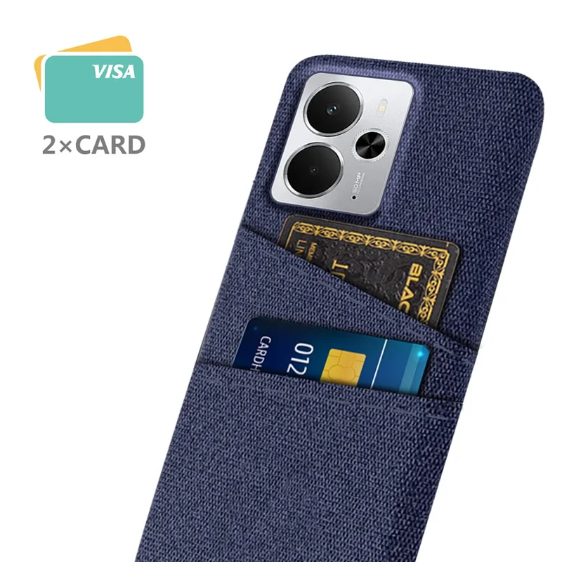 For Realme 14 5G Case Cloth + Hard PC Phone Cover with Dual Card Slots - Blue