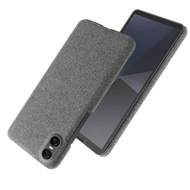 Funda para teléfono Sony Xperia 10 VII Textura de tela Cubierta posterior de PC protectora antirayado - Gris