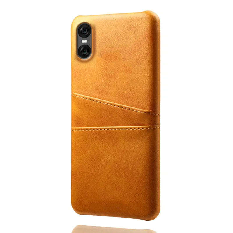 Funda para Sony Xperia 10 VII con Doble Ranura para Tarjetas, Cuero PU + Carcasa Rígida de PC - Naranja