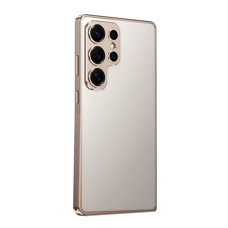 For Samsung Galaxy S25 Ultra Bumper Case Alloy Frame Cover with Lens Frame - Desert Gold