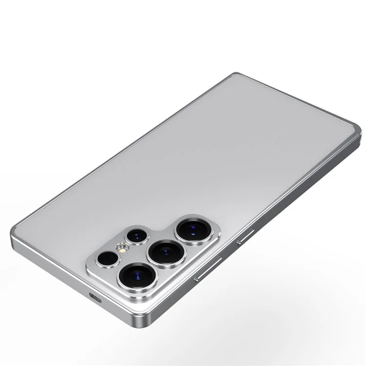 For Samsung Galaxy S25 Ultra Bumper Case Alloy Frame Cover with Lens Frame - Silver