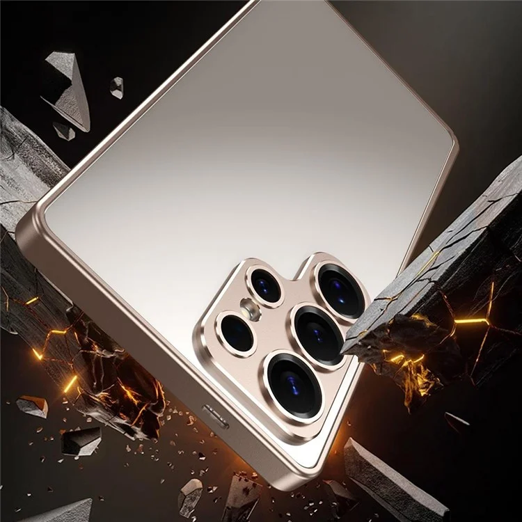 For Samsung Galaxy S25 Ultra Bumper Case Alloy Frame Cover with Lens Frame - Silver