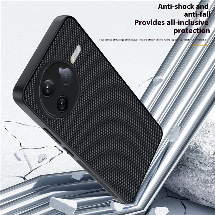 For Xiaomi Redmi K80 5G / Poco F7 Pro 5G Case Carbon Fiber Texture Ultra Slim PC Phone Cover - Black + Red