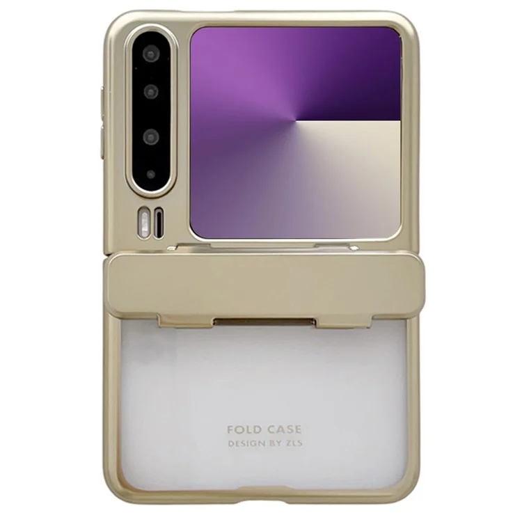 Cover per Huawei Pura X con Protezione Cerniera, Placcatura Rigida, Cover Trasparente per Telefono - Oro